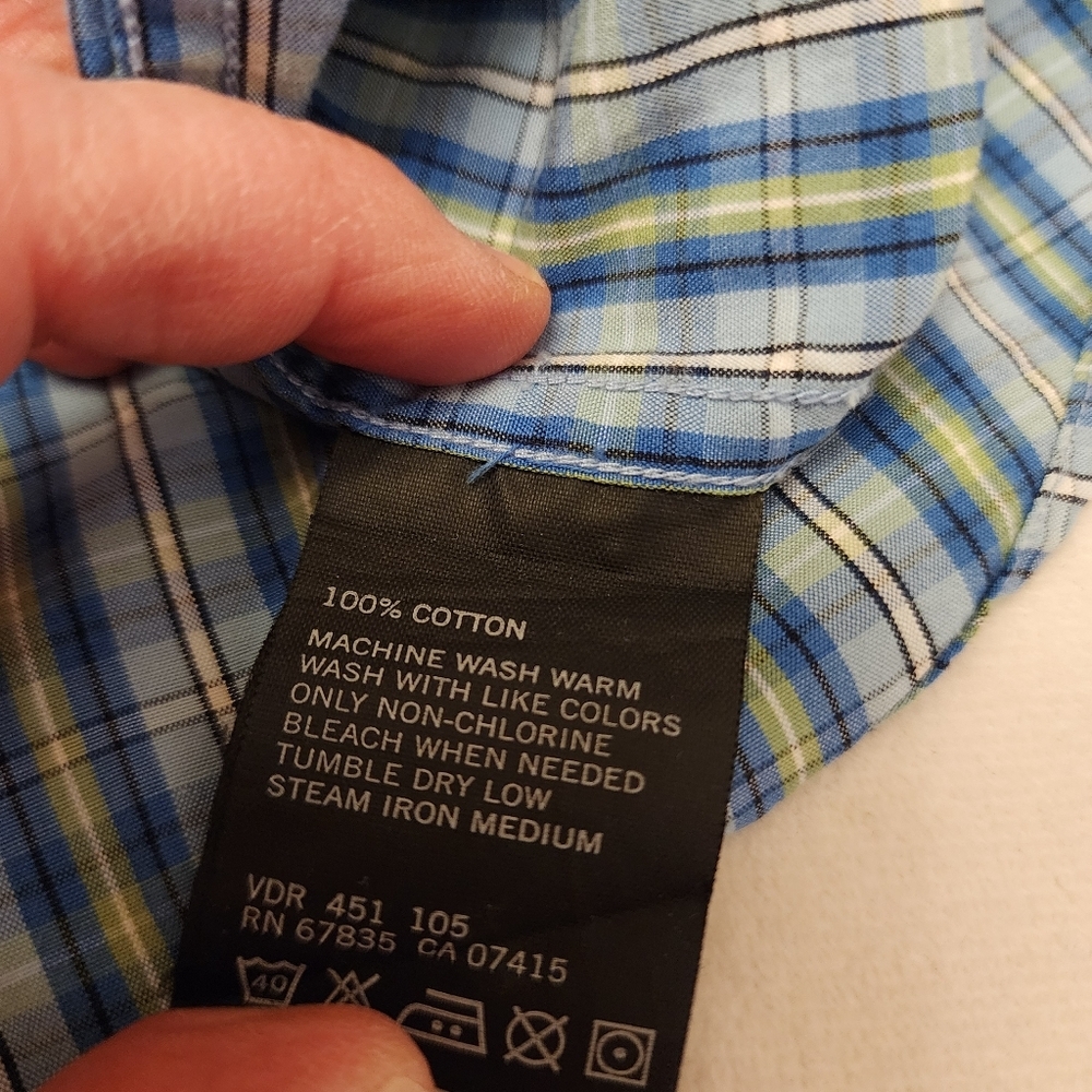 Nautica Y2K Blue Plaid Short Sleeve Casual Button Down Shirt Size Large - Picture 4 of 8